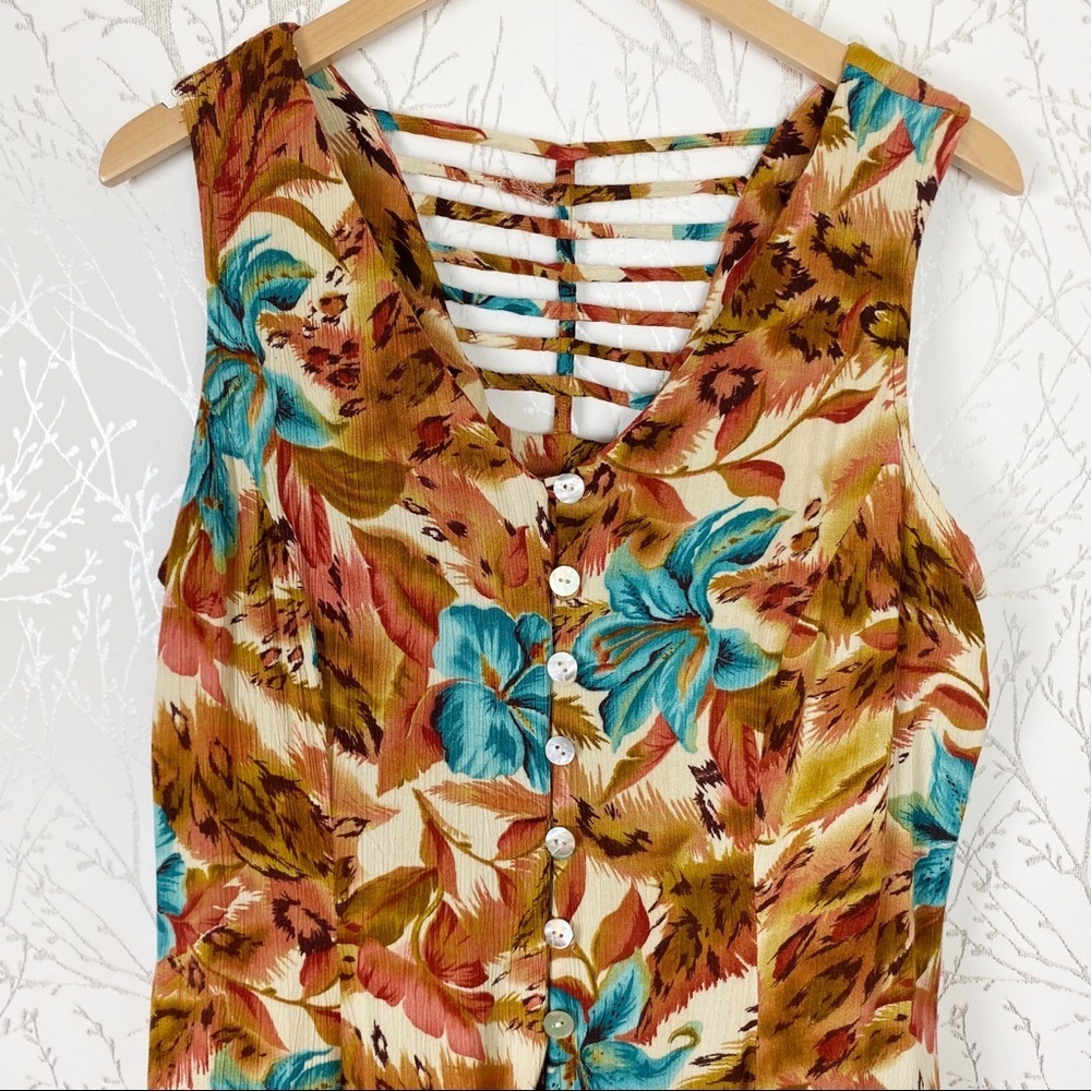 VINTAGE Dress Barn Tropical Print Shirt Midi Dress - Picture 4 of 11